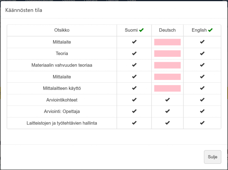 Translation management tool for multilingual online courses on Workseed LMS